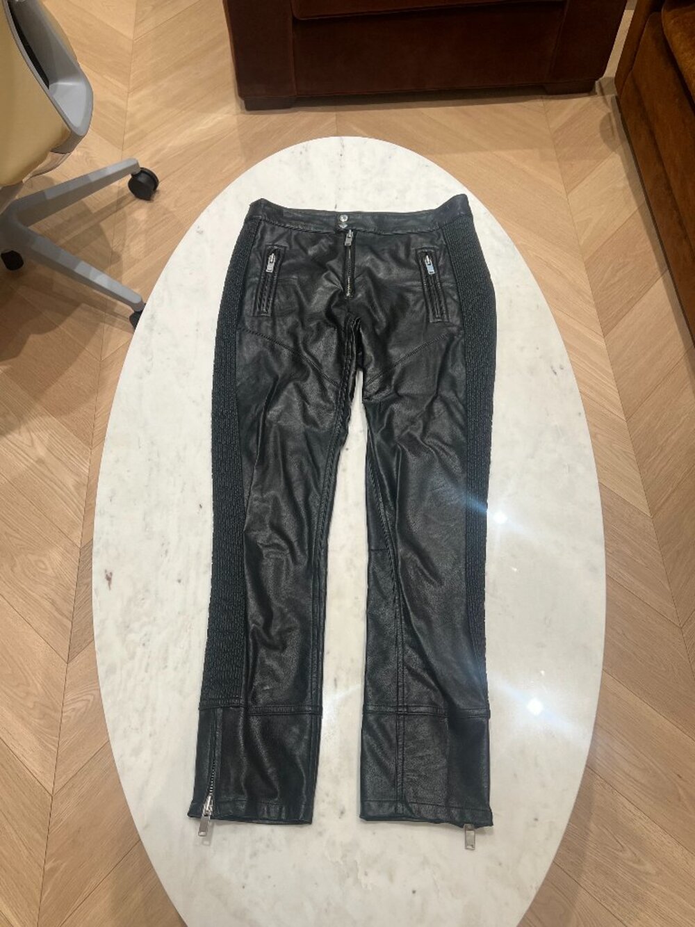Isabel Marant Étoile Black Faux Leather Moto Biker Pants Size 36 (US 4)